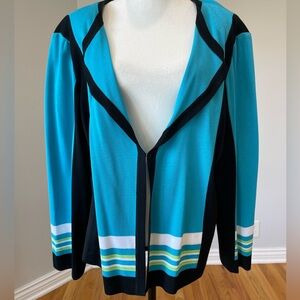 Ming Wang plus size 2X turquoise blue blazer career modest mature office formal
